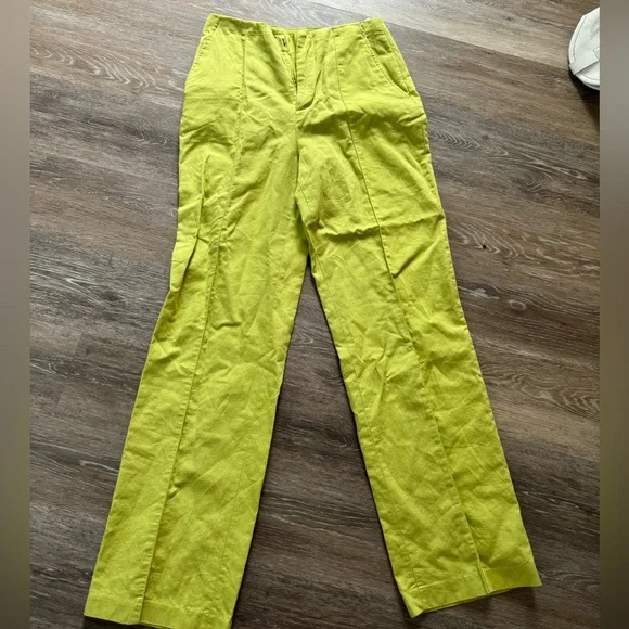 zara green dress pants Zara Green Satin Trousers